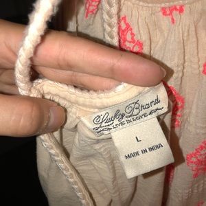 Coral & beige Lucky Brand top